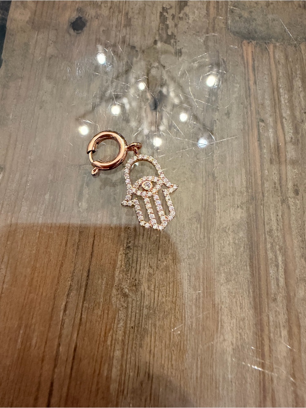 Bomb Party New! Hamsa Hand Rose Gold Charm with Cubic Zirconia Accent